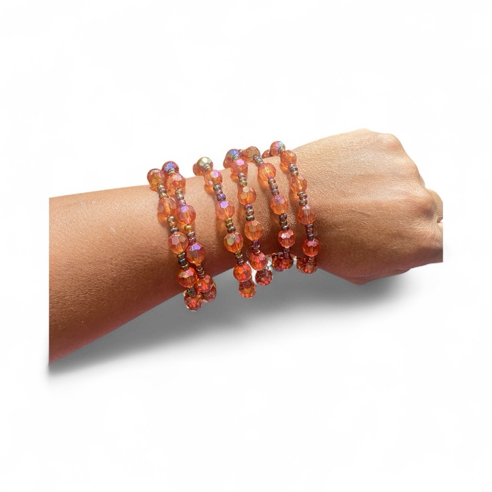 Vibrant Orange Beaded Wrap Bracelet Bracelet